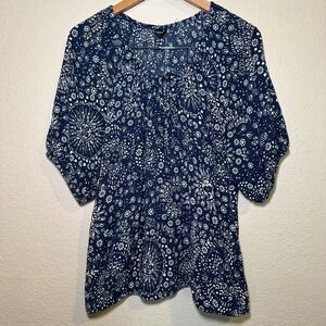 Torrid Womens Size 1X Blouse Washable Crinkle Gauze Short Sleeve Boho Beachy